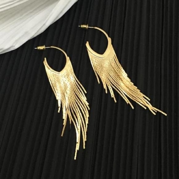New 18K Gold plated tassels dangle Earrings, beautiful Earrings, cute Earrings - Picture 1 of 3